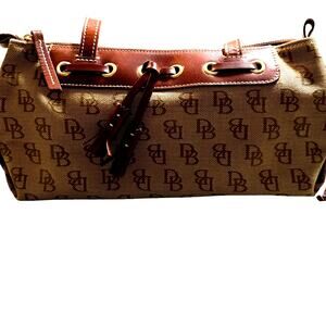 Dooney & Bourke Short Barrel Bag with Leather/Straps/Tassles, Mint Condition
